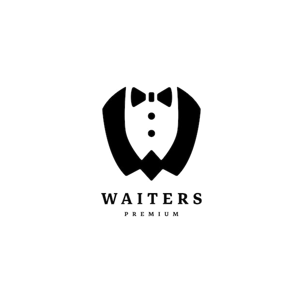 Letra inicial w para garçons com design de logotipo de hotel de restaurante de gravata borboleta