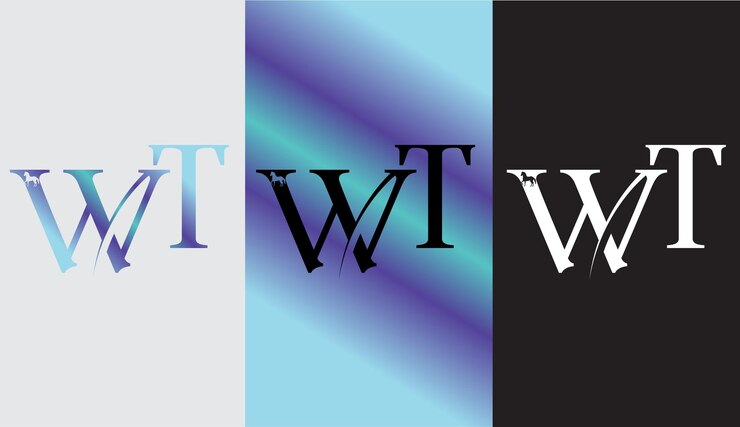Vetor letra inicial wt design de logotipo criativo monograma de ícone de símbolo moderno