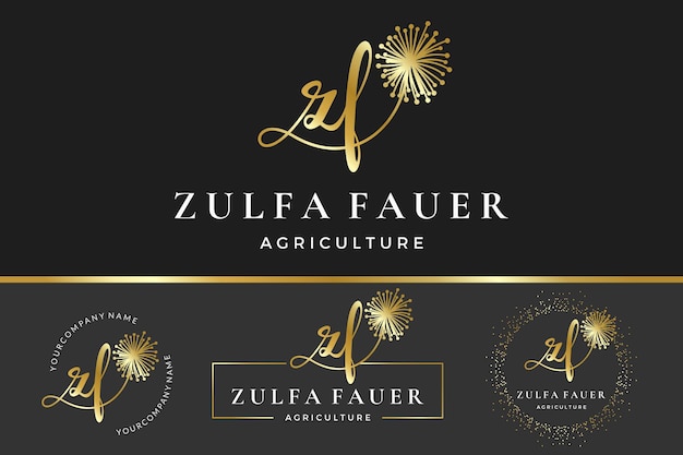Letra inicial zf z logotipo flor folha e beleza coleção de modelos de design floral e botânico