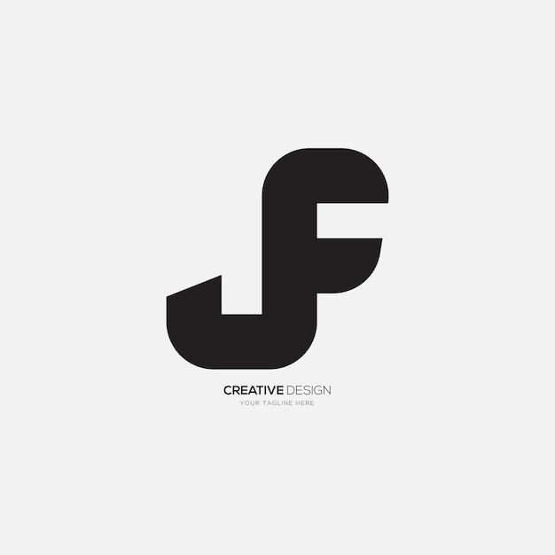 Letra jf ou fj monograma plano exclusivo moderno preto