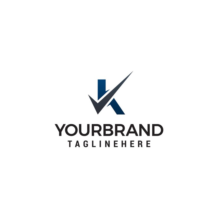 Vetor letra k com modelo de logotipo de lista de verificação