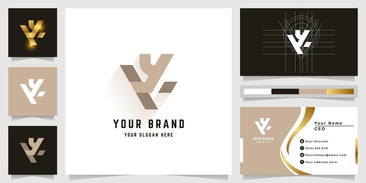 Vetor letra ky ou vy monograma logotipo com design de cartão de visita