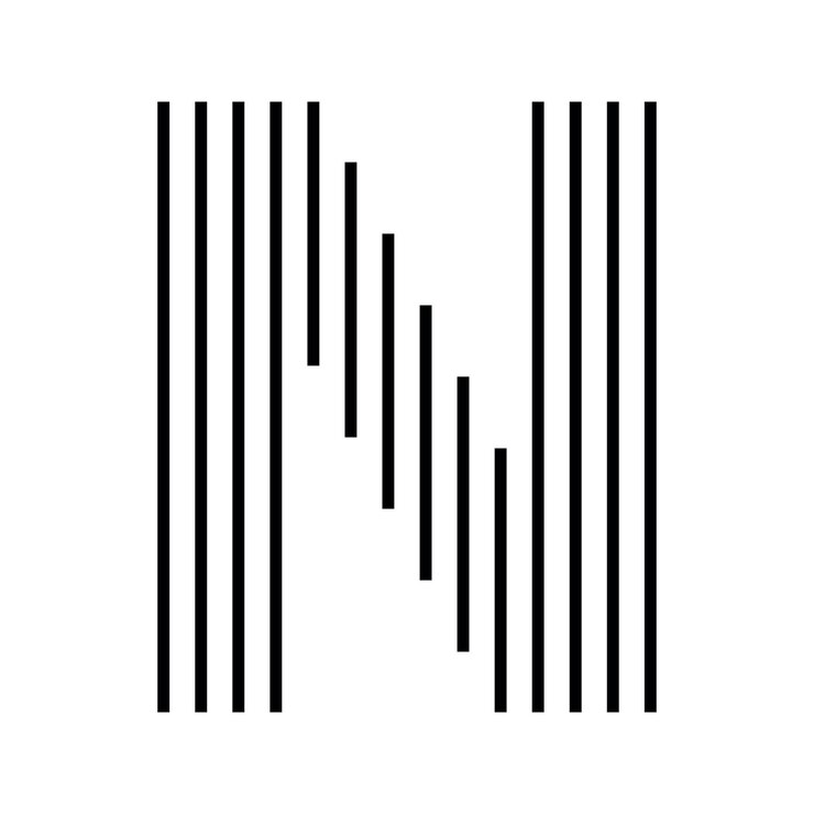 Vetor letra n inicial monograma logo icon geométrico linhas de listras verticais