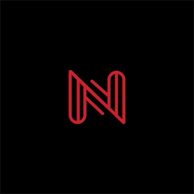 Letra n logo design elegante arte de linha