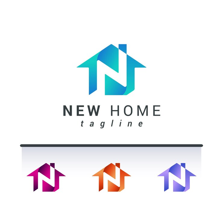 Letra N logotipo criativo da casa