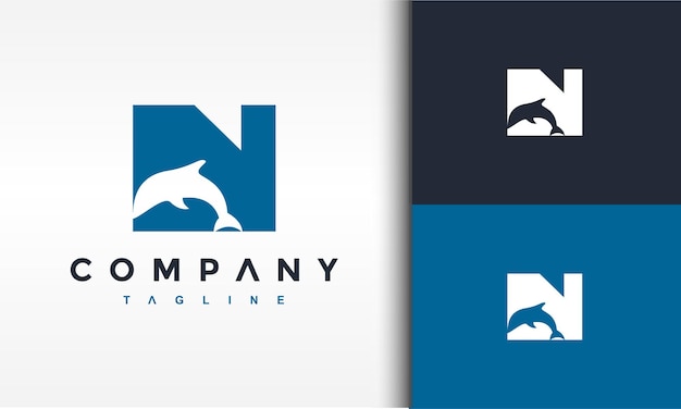 Letra n logotipo do golfinho