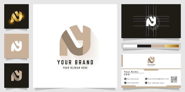 Letra N ou logotipo do monograma NY com design de cartão de visita