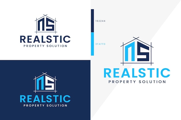 Letra ns monogram logotipo vetor premium de estilo imobiliário