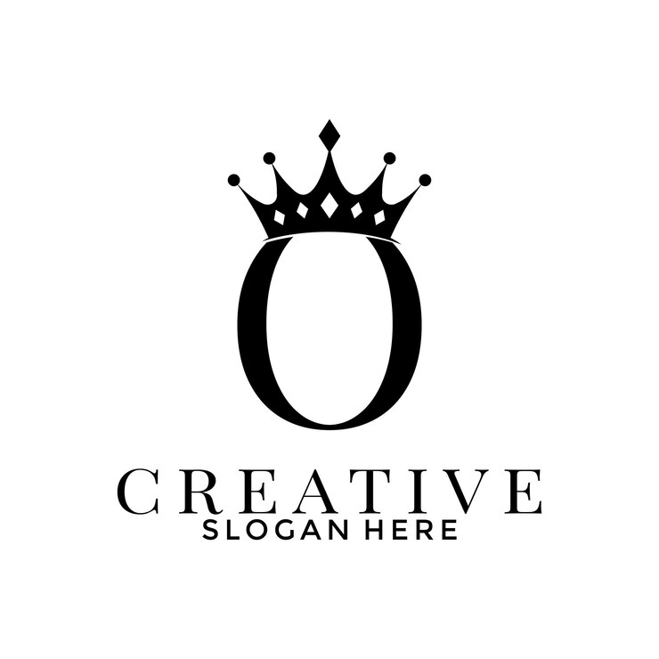 Vetor letra o com logotipo da coroa simples elegante modelo de design do logotipo inicial
