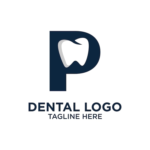 Letra p dental logo design modelo inspiração ilustração vetorial