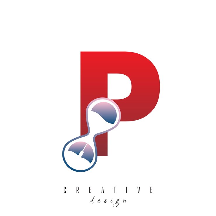 Vetor letra p hora de areia relógio de areia desenho de logotipo ícone vetorial ilustração de emblema gráfico