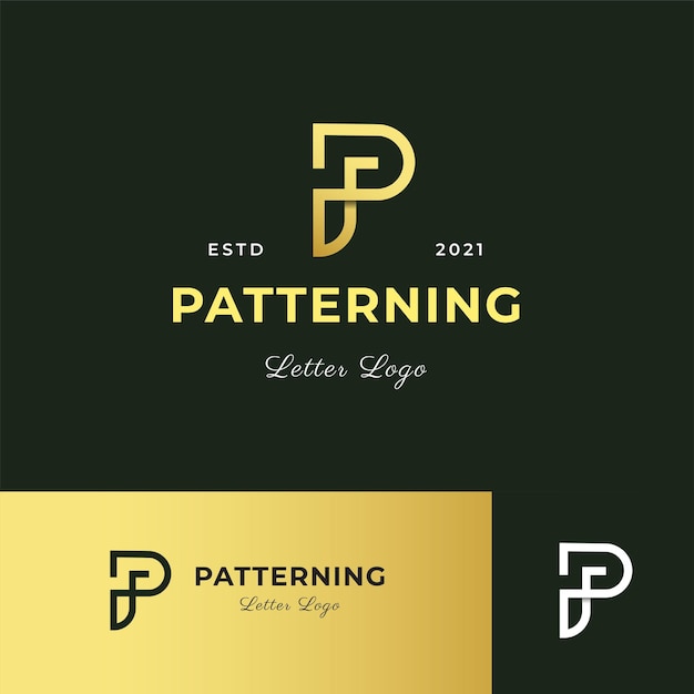 Letra P logotipo moderno ícone ilustração linha estilo listras