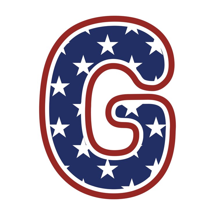 Vetor letra patriótica g eua bandeira símbolo americano