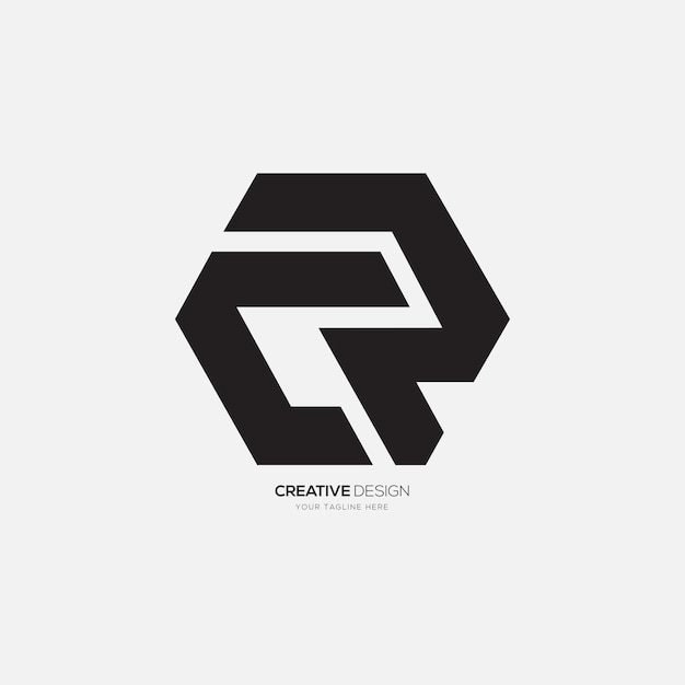 Letra poligonal cr forma hexagonal conceito moderno de logotipo