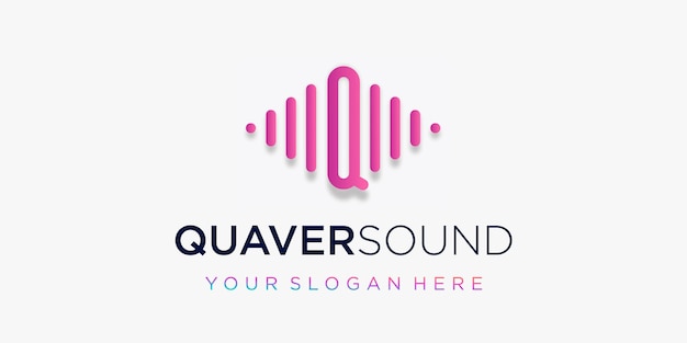Letra Q com modelo de logotipo de elemento de onda de pulso equalizador de música eletrônica DJ tecnologia de música