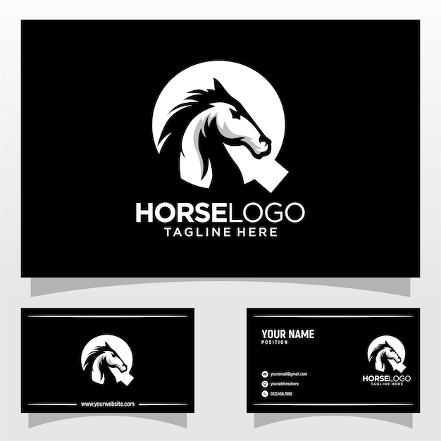 Letra q ilustração em vetor modelo de design de logotipo de cavalo