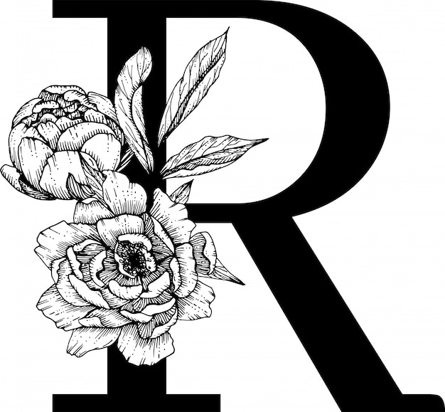 Letra r, alfabeto floral