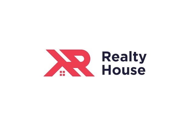 Letra rh para design de logo de realty house