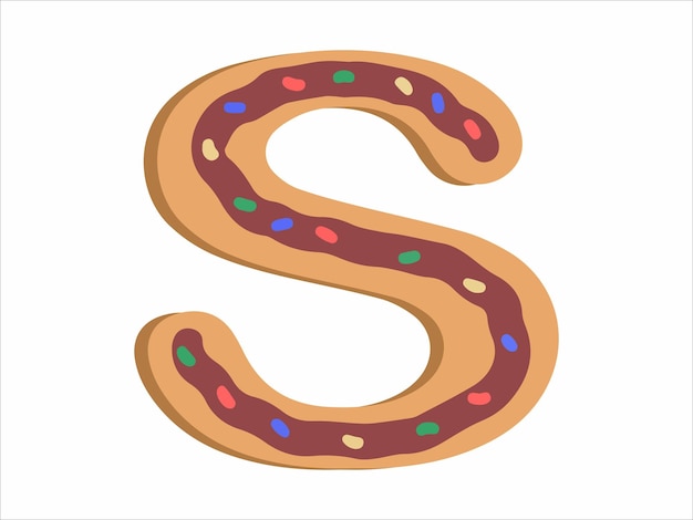 Letra S com ilustração de donut