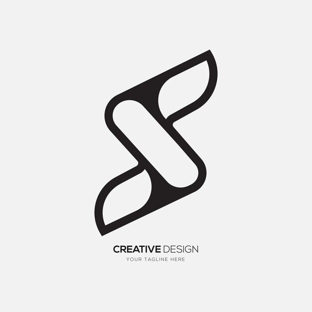 Letra s criativa forma única com sapce negativo design de logotipo minimalista