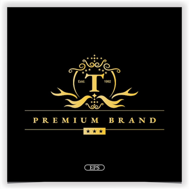 Letra t logotipo dourado premium modelo elegante vetor eps 10