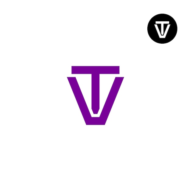 Letra tv vt monograma desenho de logotipo simples
