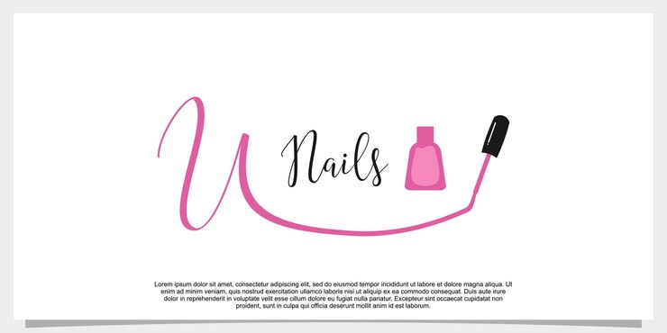 Vetor letra u com modelo de design de logotipo de esmalte de unha de ícone