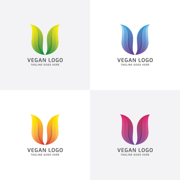 Vetor letra v abstrata para logotipo vegan