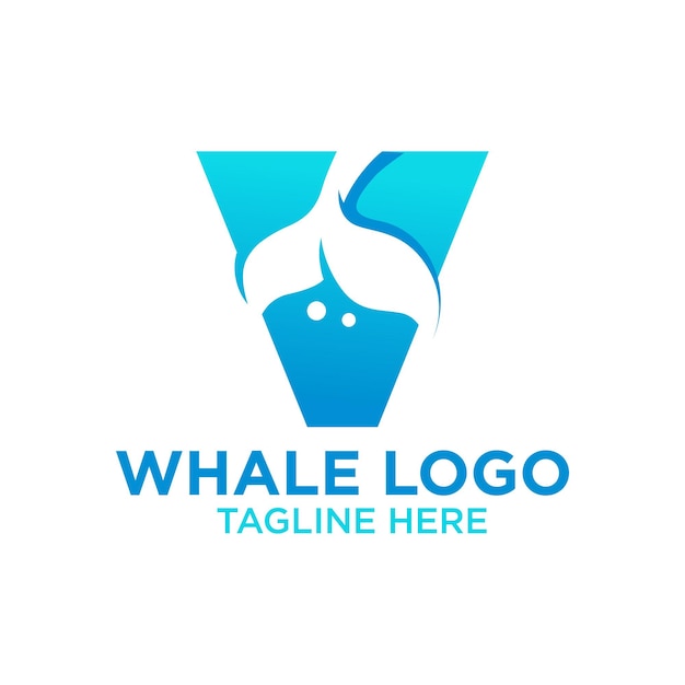 Letra v baleia logo design modelo inspiração ilustração vetorial
