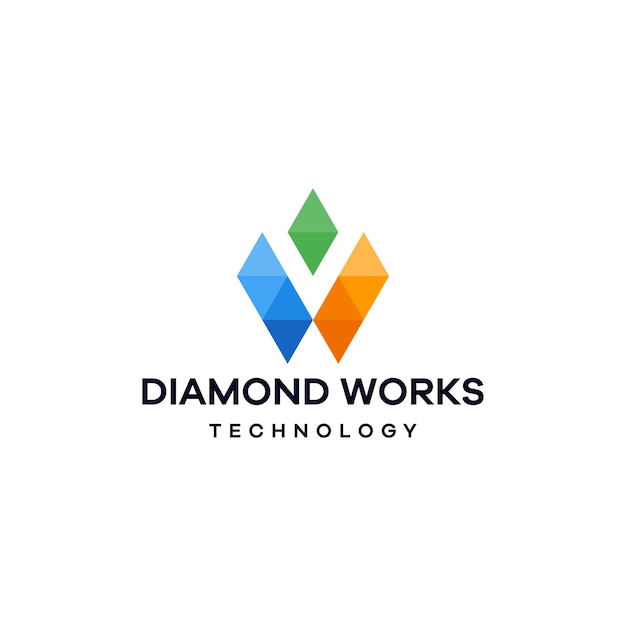 Letra v com design de logotipo de diamante