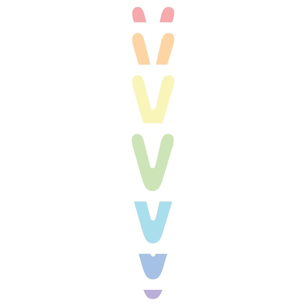 Letra v do arco-íris monograma colorido