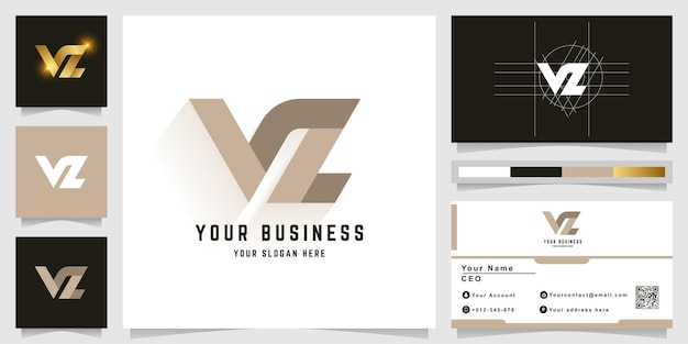 Letra vz ou logotipo do monograma vl com design de cartão de visita