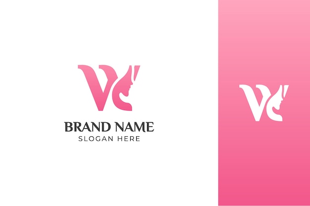 Letra w beleza rosto rosa logo design vector