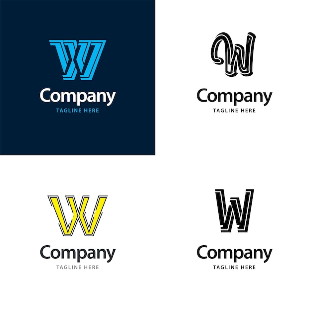 Letra w big logo pack design design criativo de logotipos modernos para o seu negócio