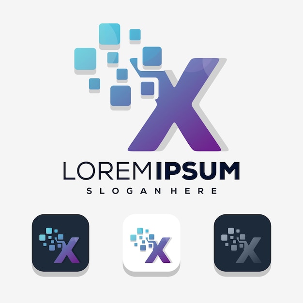 Letra x colorida com design de logotipo digital