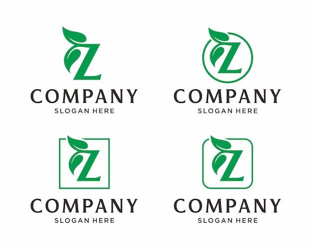 Vetor letra z com design de logotipo de folha