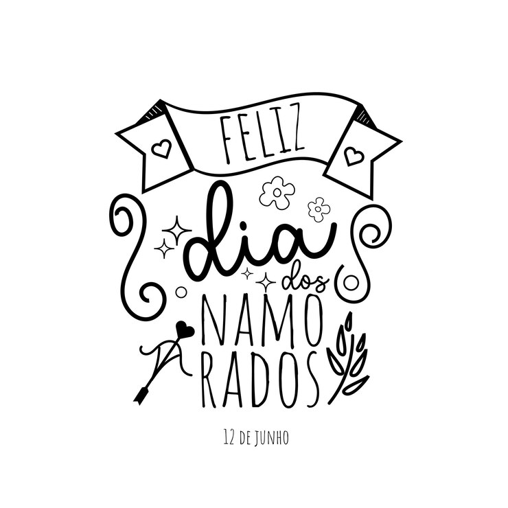 Vetor letração feliz dia dos namorados data brasileira