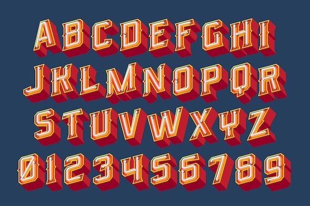 Letras 3d vintage com luzes de néon