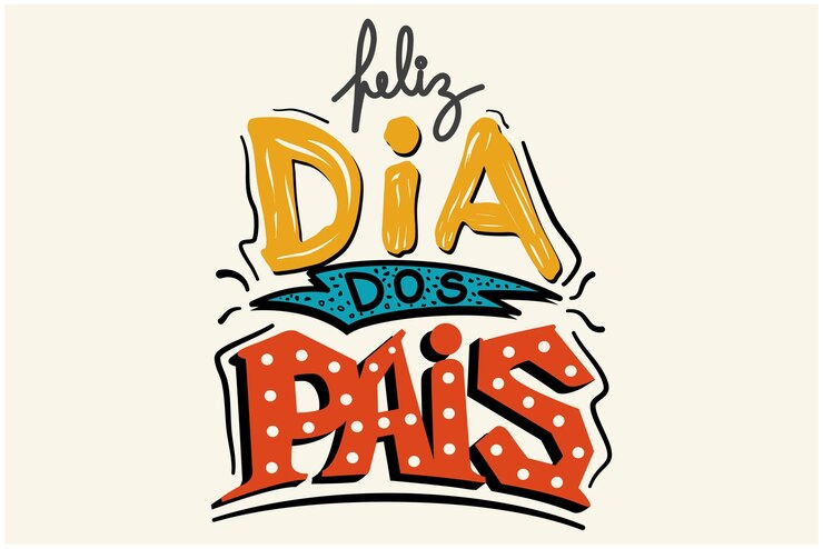 Vetor letras à mão palavra portuguesa feliz dia dos pais