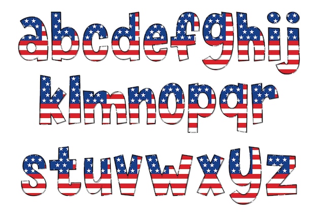 Letras da bandeira americana feitas à mão coloridas arte criativa design tipográfico