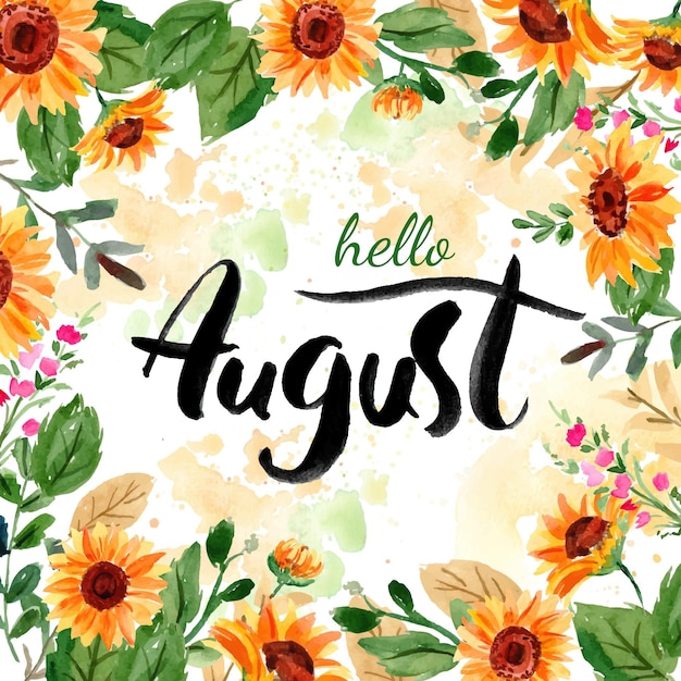 Letras de agosto floral pintadas à mão