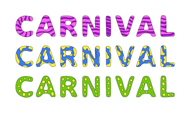 Vetor letras de carnaval. carnaval de palavra abstrata para banner. ilustração vetorial.