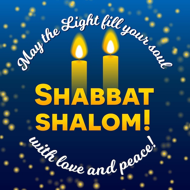 Letras de cartão de saudação de velas de Shabat shalom