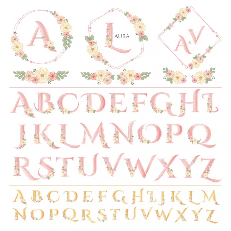 Letras de casamento floral