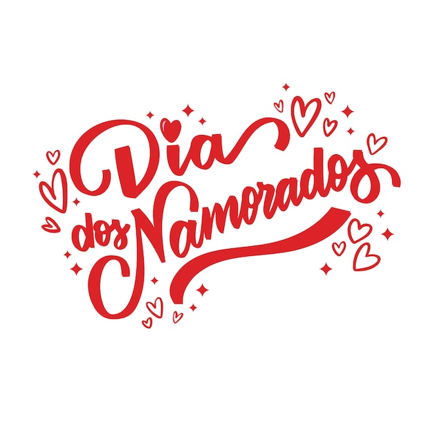 Letras de dia dos namorados desenhadas a mao com vetor livre