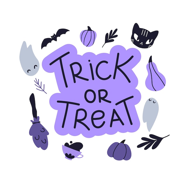 Vetor letras de doces ou travessuras de halloween