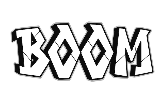 Letras de estilo de graffiti psicodélico trippy da palavra boom