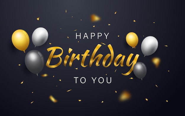 Letras de feliz aniversário com texto dourado