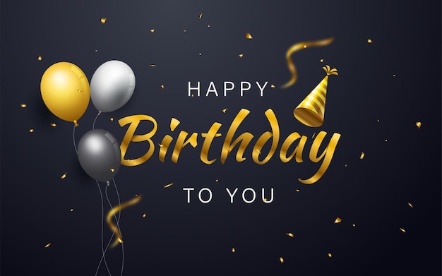 Letras de feliz aniversário com texto dourado