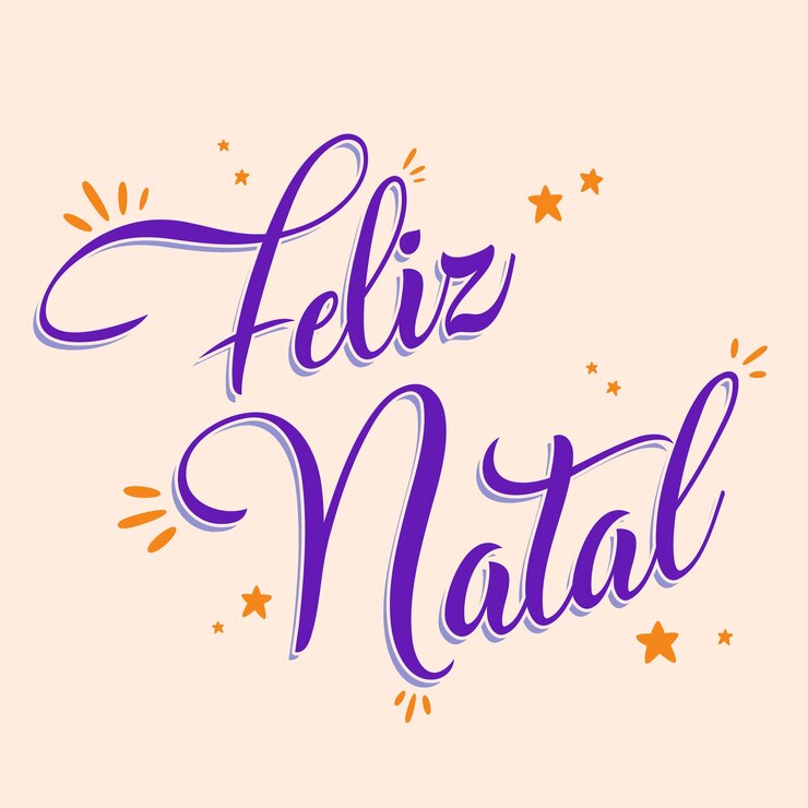 Vetor letras de feliz natal em português do brasil